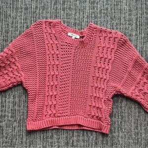 Madewell Pink Cable Knit Cardigan Sweater